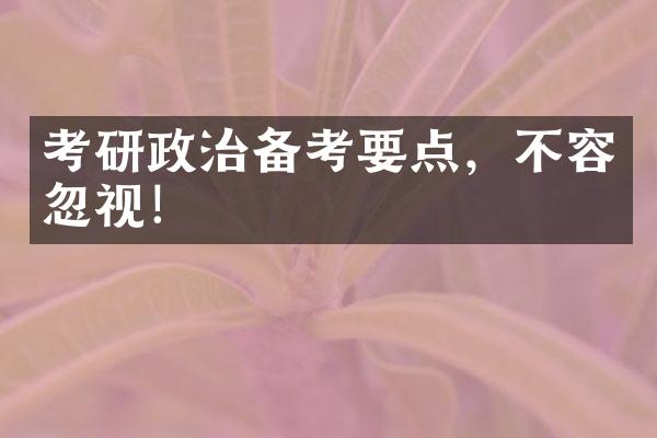 考研政治备考要点，不容忽视！