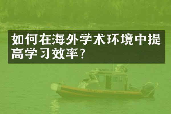 如何在海外学术环境中提高学效率？