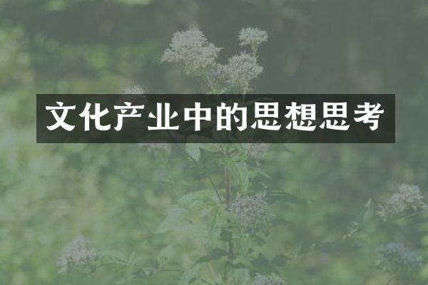 文化产业中的思想思考