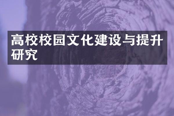 高校校园文化建设与提升研究