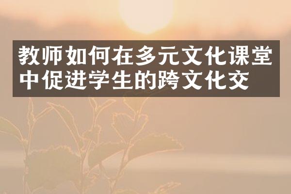 教师如何在多元文化课堂中促进学生的跨文化交流