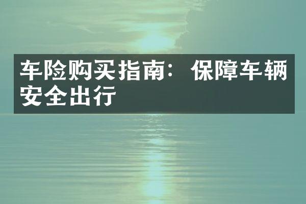 车险购买指南：保障车辆安全出行