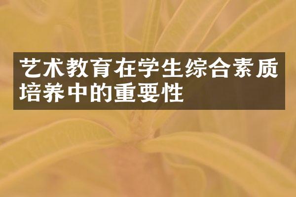 艺术教育在学生综合素质培养中的重要性