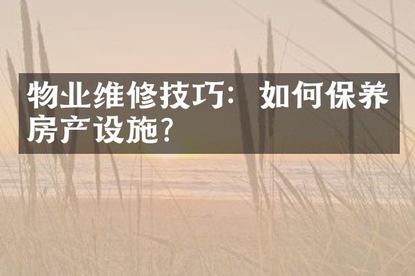 物业维修技巧：如何保养房产设施？