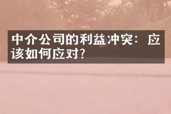 中介公司的利益冲突：应该如何应对？