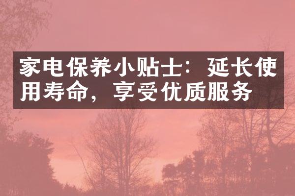 家电保养小贴士：延长使用寿命，享受优质服务