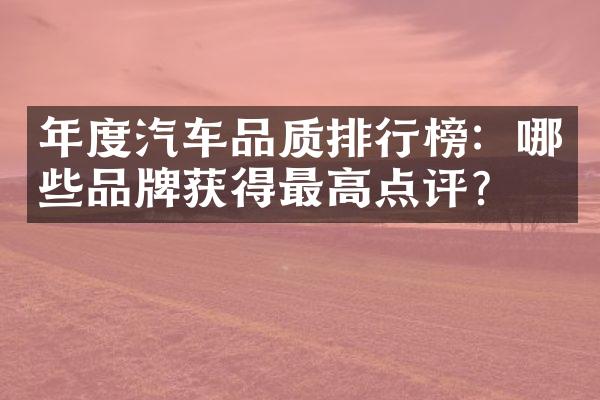 年度汽车品质排行榜：哪些品牌获得最高点评？