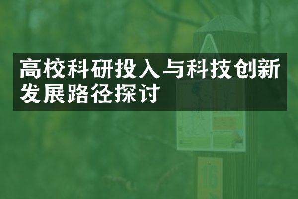 高校科研投入与科技创新发展路径探讨