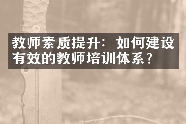 教师素质提升：如何建设有效的教师培训体系？