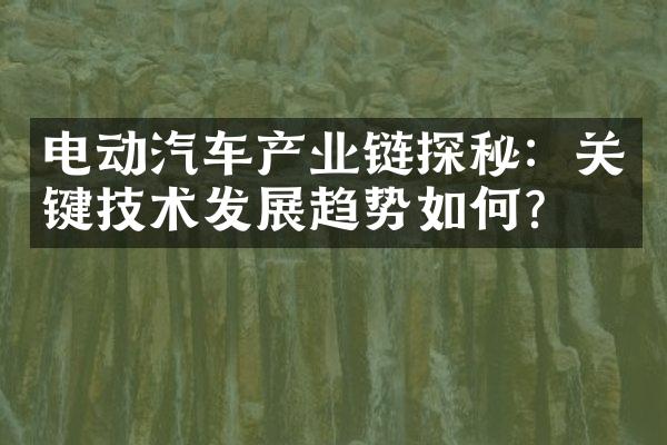 电动汽车产业链探秘：关键技术发展趋势如何？