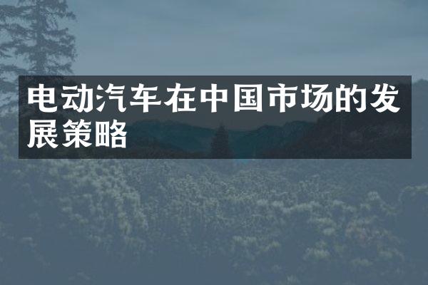 电动汽车在市场的发展策略