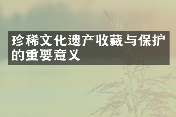 珍稀文化遗产收藏与保护的重要意义