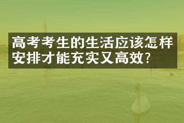 高考考生的生活应该怎样安排才能充实又高效？