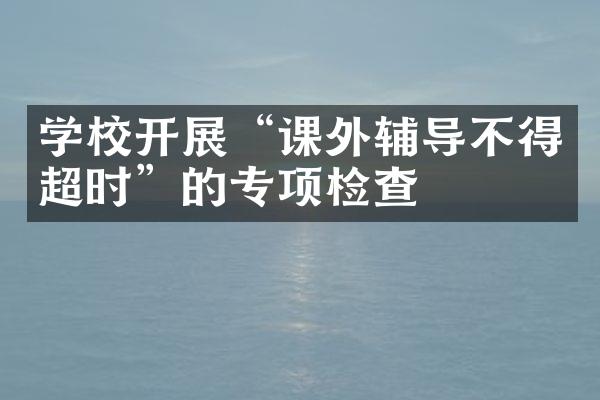 学校开展“课外辅导不得超时”的专项检查