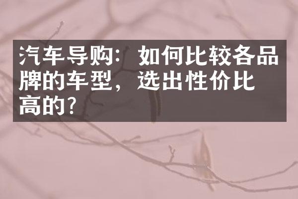 汽车导购：如何比较各品牌的车型，选出性价比的？