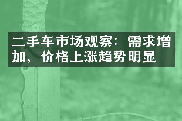 二手车市场观察：需求增加，价格上涨趋势明显