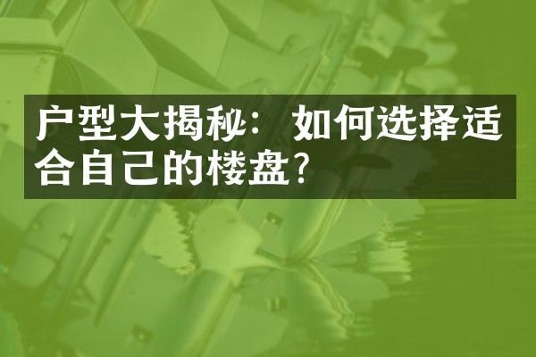 户型揭秘：如何选择适合自己的楼盘？