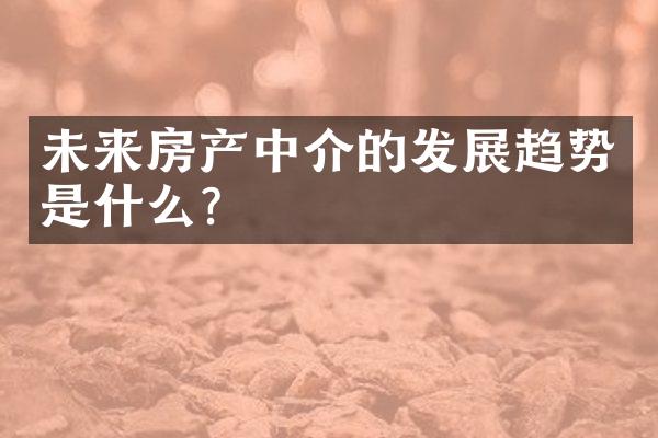 未来房产中介的发展趋势是什么？