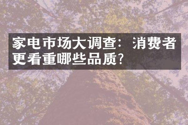 家电市场大调查：消费者更看重哪些品质？