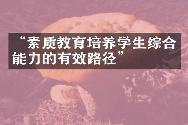 “素质教育培养学生综合能力的有效路径”