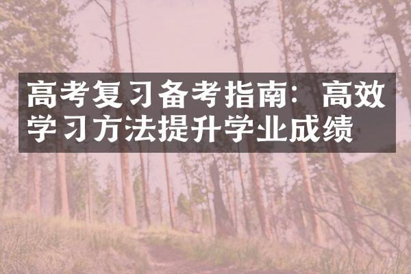 高考复习备考指南：高效学习方法提升学业成绩