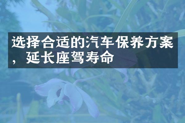 选择合适的汽车保养方案，延长座驾寿命