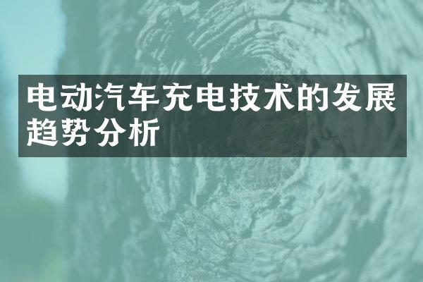 电动汽车充电技术的发展趋势分析