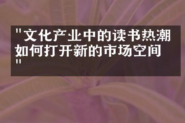 "文化产业中的读书热潮：如何打开新的市场空间？"