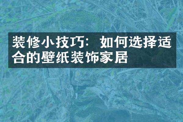 装修小技巧：如何选择适合的壁纸装饰家居