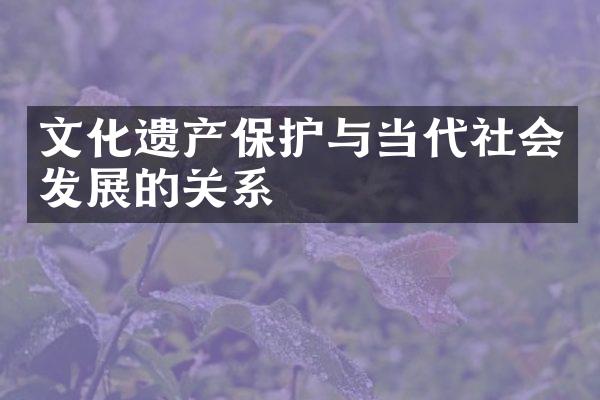 文化遗产保护与当代社会发展的关系