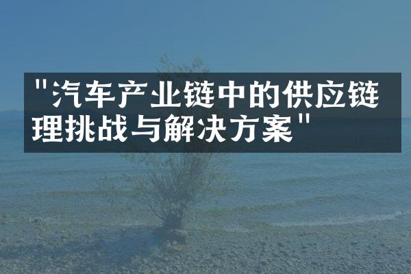 "汽车产业链中的供应链管理挑战与解决方案"