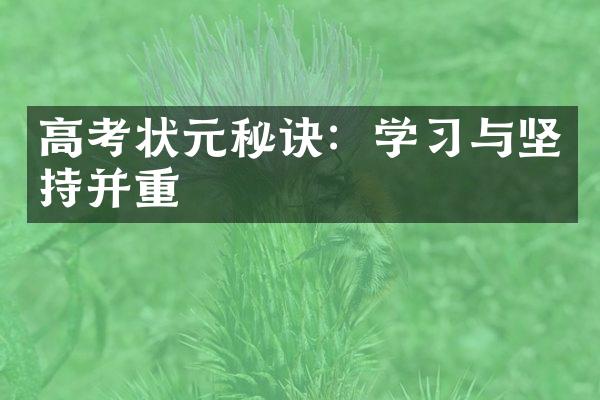 高考状元秘诀：学习与坚持并重