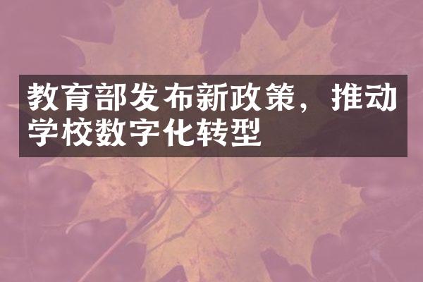 教育部发布新政策，推动学校数字化转型