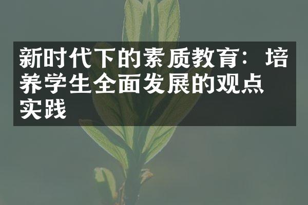 新时代下的素质教育：培养学生全面发展的观点与实践