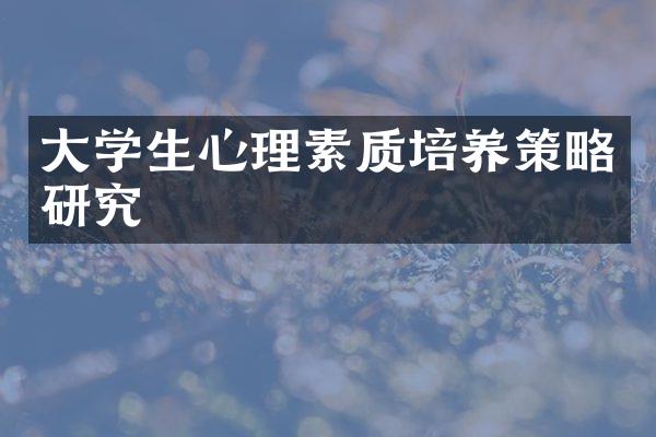 大学生心理素质培养策略研究