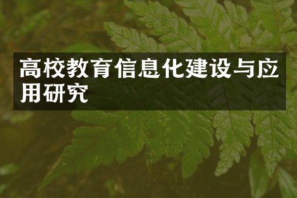 高校教育信息化建设与应用研究