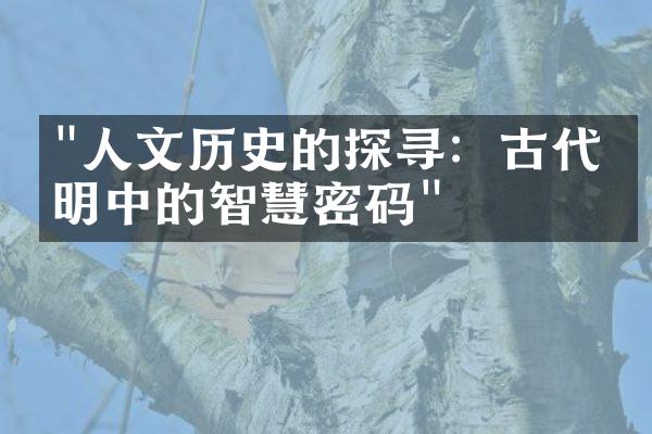 "人文历史的探寻：古代文明中的智慧密码"