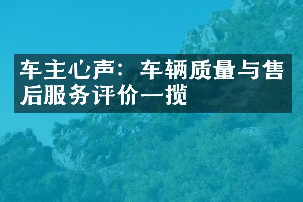 车主心声：车辆质量与售后服务评价一揽