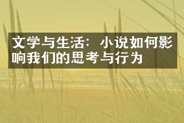 文学与生活：小说如何影响我们的思考与行为