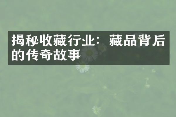 揭秘收藏行业：藏品背后的传奇故事