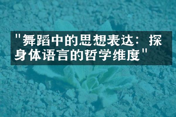 "舞蹈中的思想表达：探索身体语言的哲学维度"