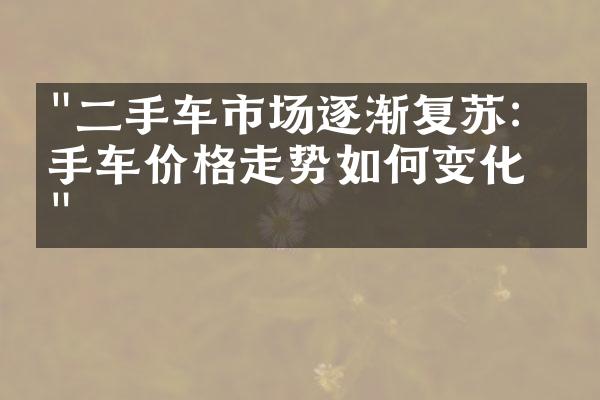 "二手车市场逐渐复苏：二手车价格走势如何变化？"