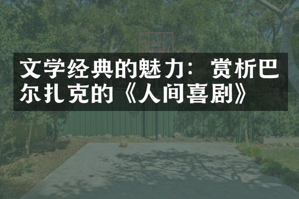 文学经典的魅力：赏析巴尔扎克的《人间喜剧》