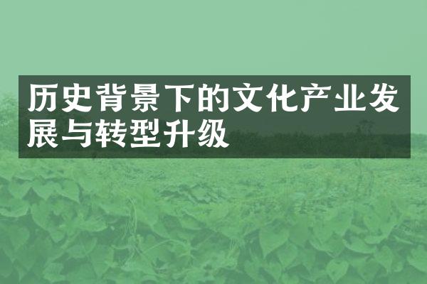 历史背景下的文化产业发展与转型升级