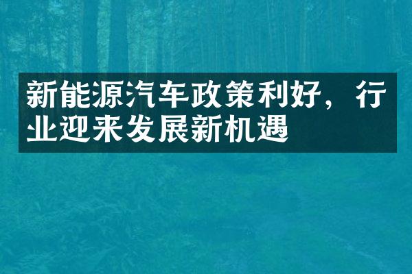 新能源汽车政策利好，行业迎来发展新机遇