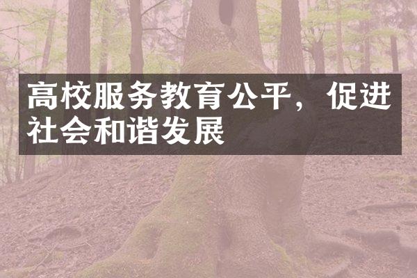 高校服务教育公平，促进社会和谐发展