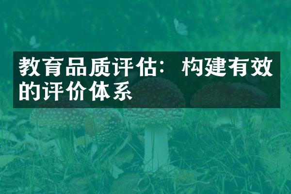 教育品质评估：构建有效的评价体系