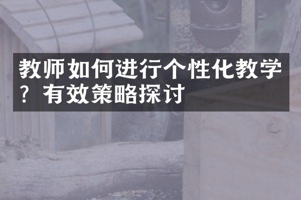 教师如何进行个性化教学？有效策略探讨