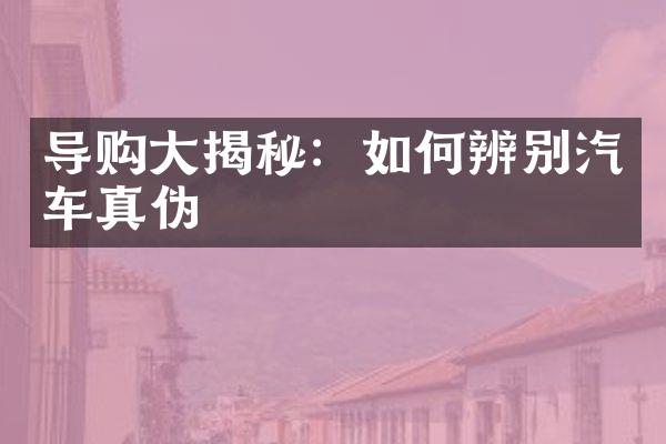 导购大揭秘：如何辨别汽车真伪