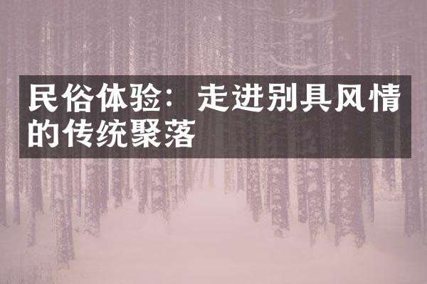 民俗体验：走进别具风情的传统聚落